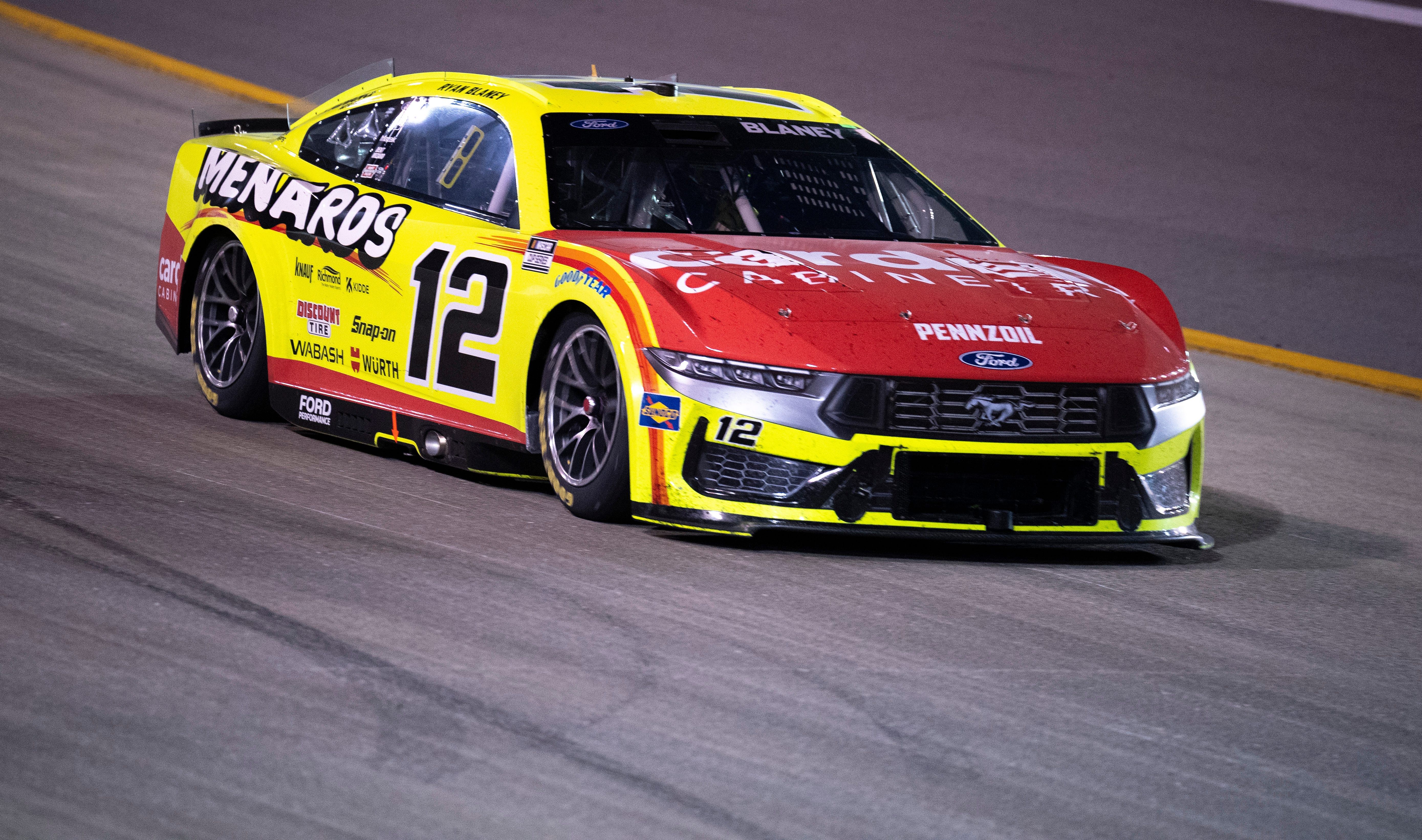 Ryan Blaney (12) leads during the Cracker Barrel 400 NASCAR Cup Series race at Nashville Superspeedway - Source: Imagn